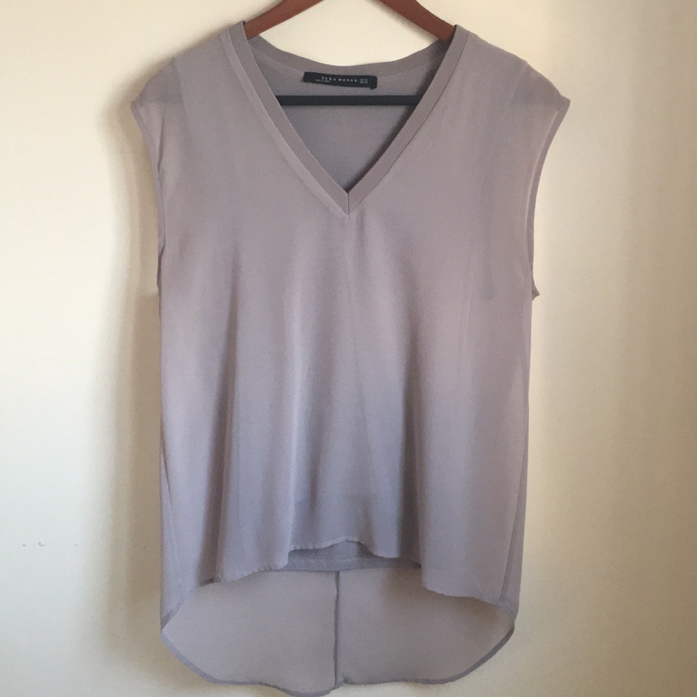 Zara high-low sheer blouse